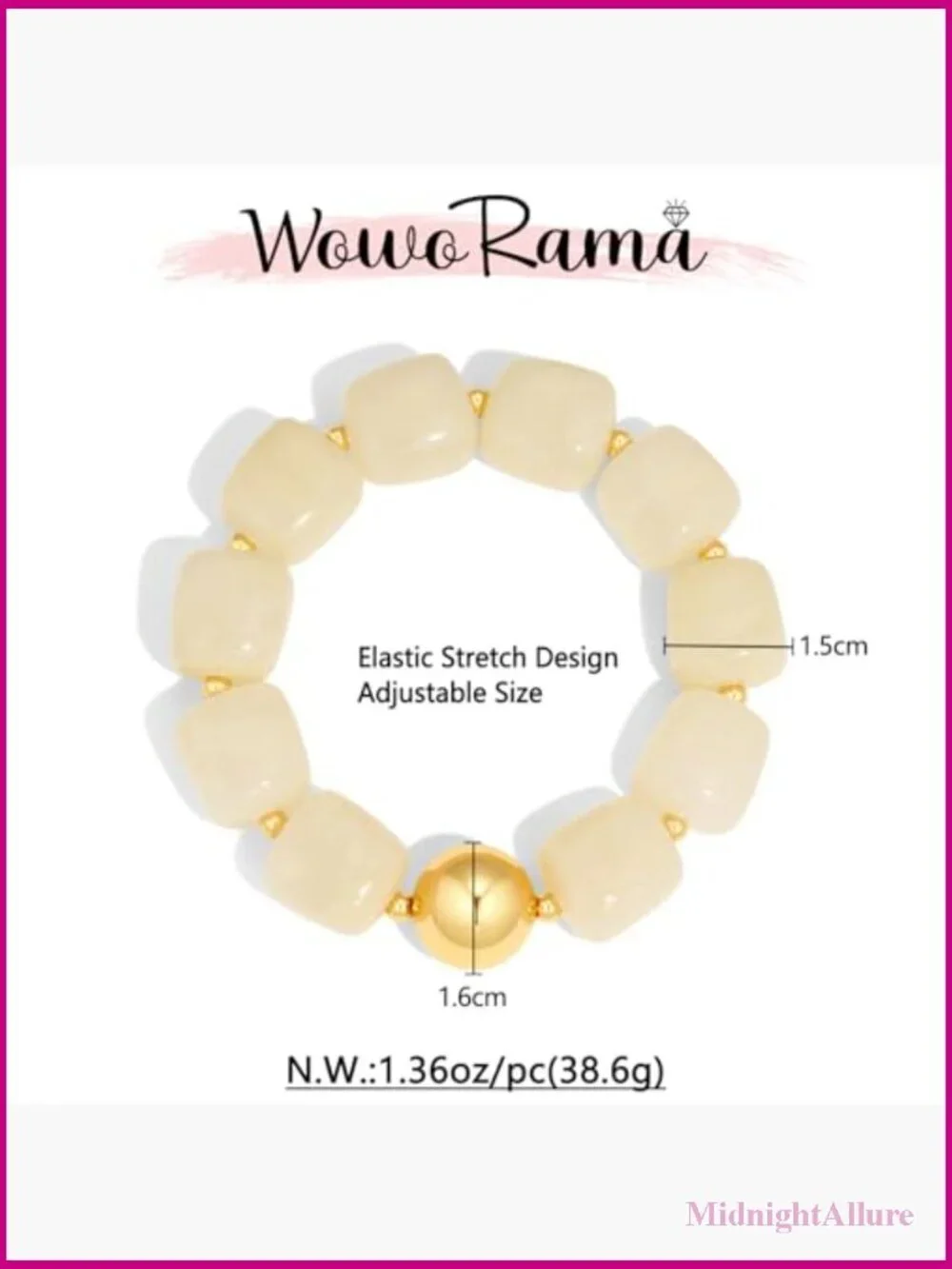 Chunky Beaded Bracelet - Square Resin Stretch Bracelet Statement Jewelry